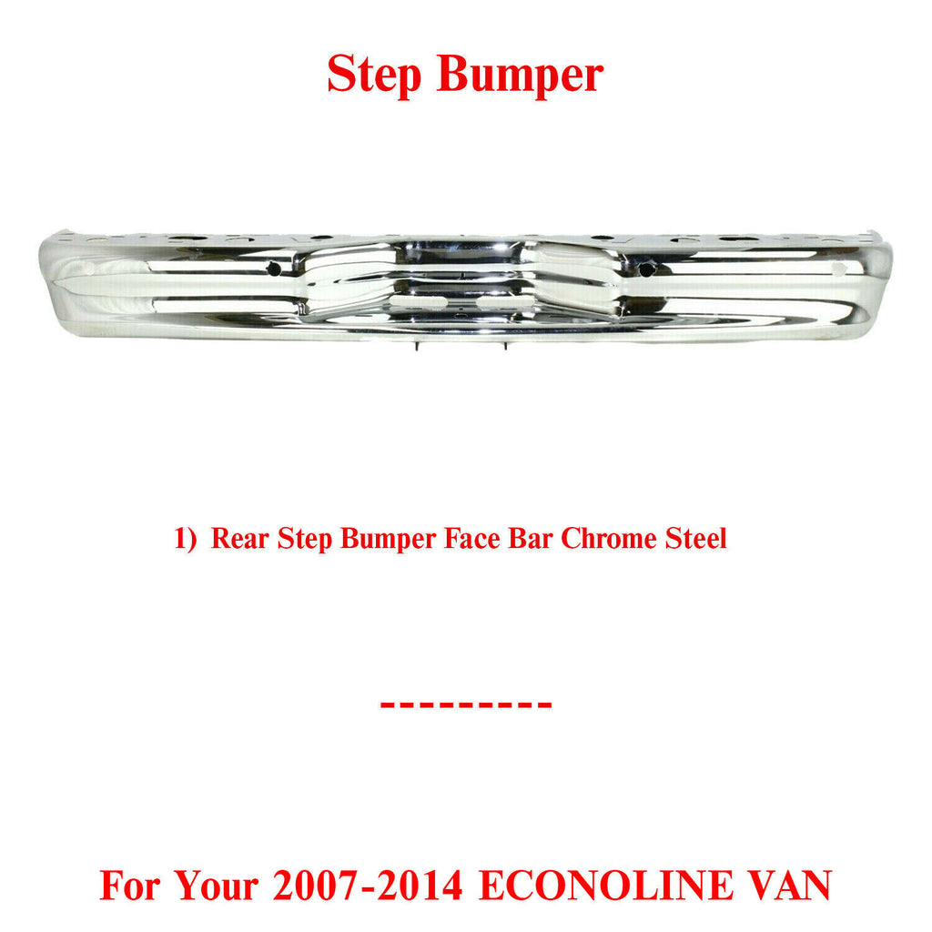 Step Bumper Chrome Welded Reinforcement Bar For 2007-2014 Ford E-350 Super Duty