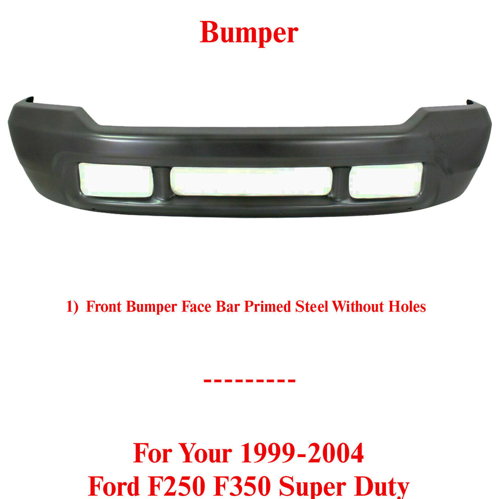 Front Bumper Face Bar Primed Steel For 1999-2004 Ford F250 F350 Super Duty