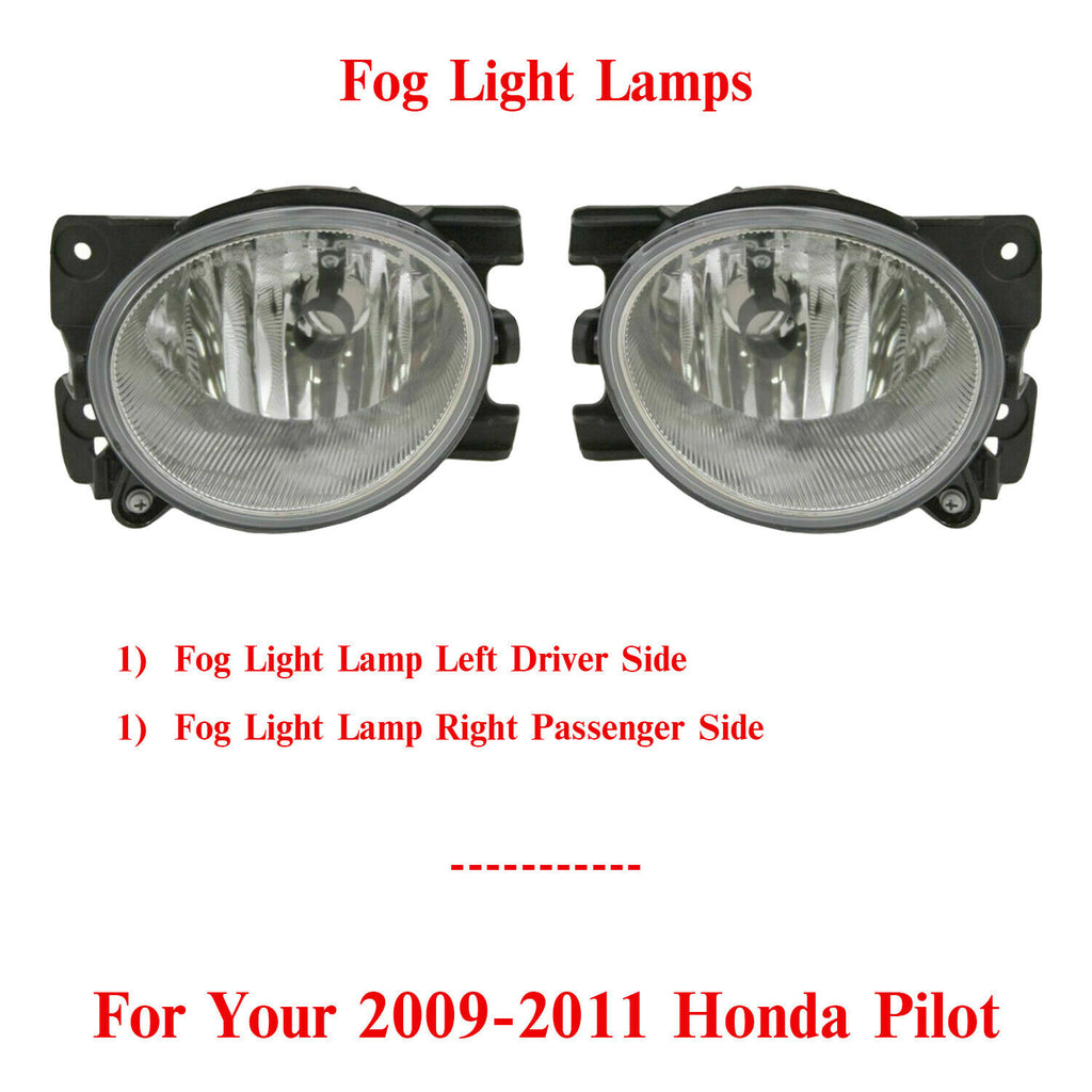Front Fog Lights Bumper Lamps Left & Right Pair Set For 2009-2011 Honda Pilot