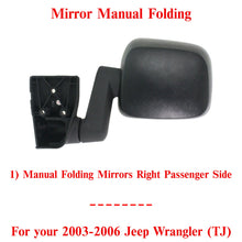 Load image into Gallery viewer, Manual Folding Mirror Right Passenger Side For 2003-2006 Jeep Wrangler (TJ)