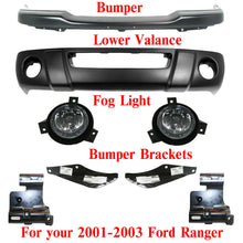 Load image into Gallery viewer, Front Bumper Primed + Valance + Brackets + Fog Lamps For 2001-2003 Ford Ranger