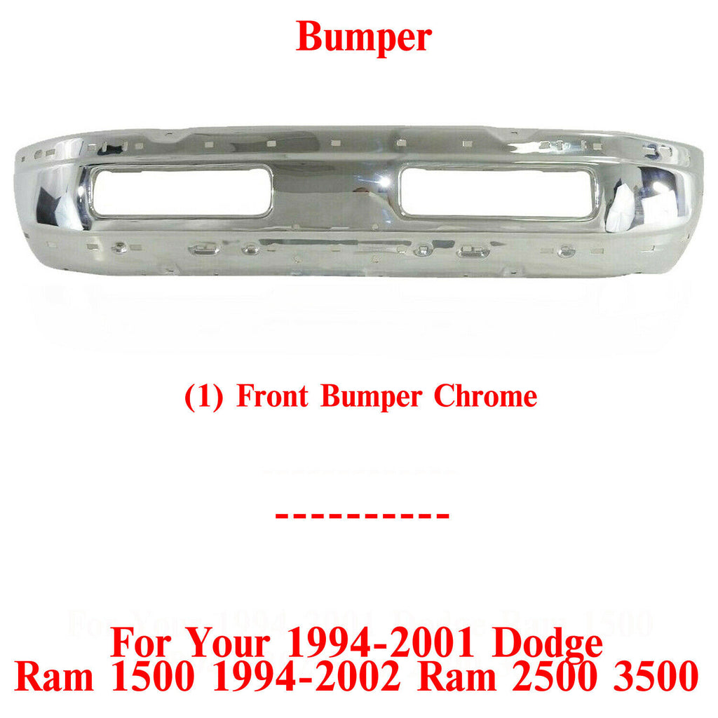 Front Bumper Chrome Steel For 1994-2001 Dodge Ram 1500 1994-2002 Ram 2500 3500