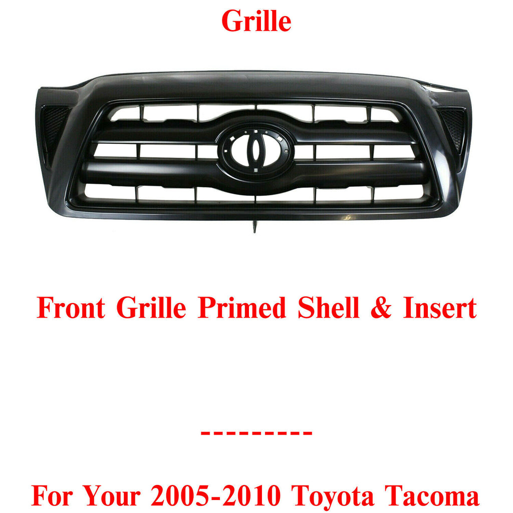 Front Grille Assembly Primed Shell & Insert Plastic For 2005-2010 Toyota Tacoma