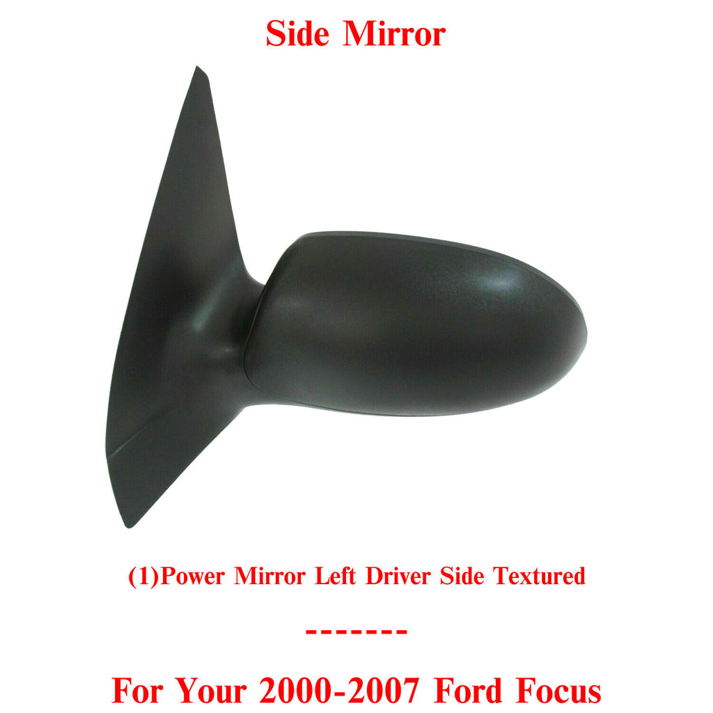 Front Driver Side Power Mirror Textured Non-Folding For 2000-2007 Ford Focus