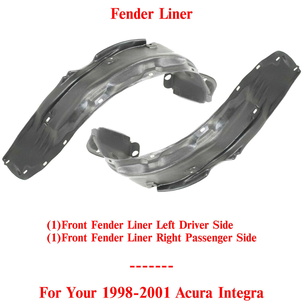 Front Fender Liner Left Driver & Right Passenger Side For 1998-01 Acura Integra