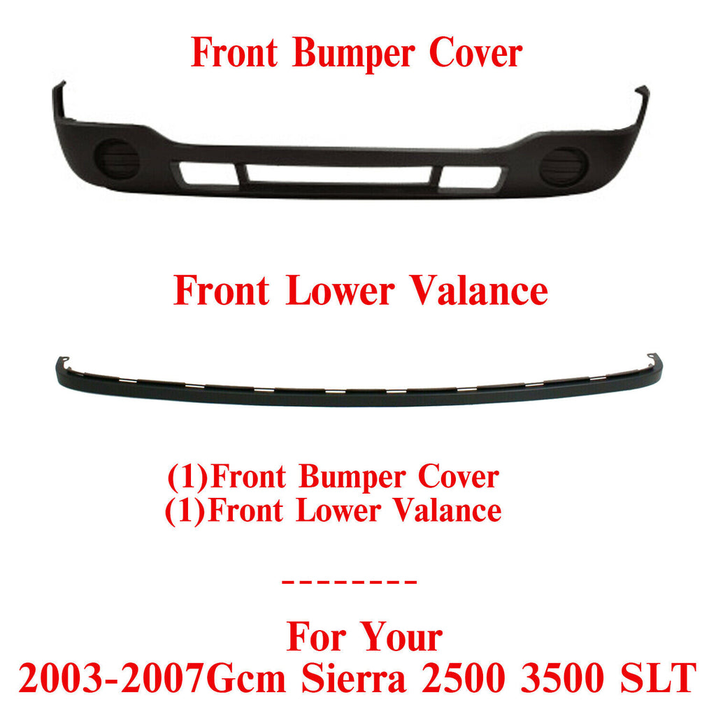 Front Bumper Cover Textured + Extension For 2003-2006 GMC Sierra 1500-3500