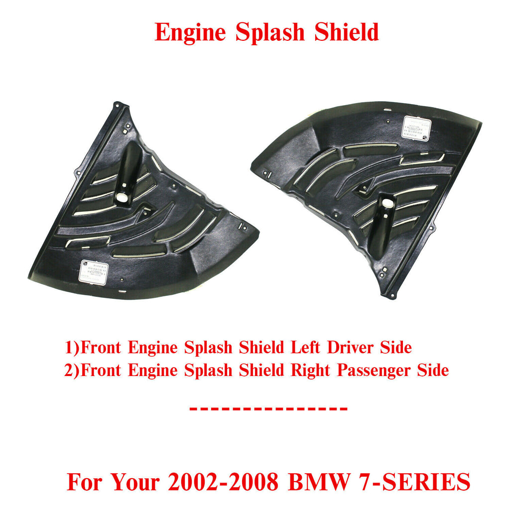 Engine Splash Shield Left Driver & Right Passenger Side For 2002-08 BMW 7-SERIES