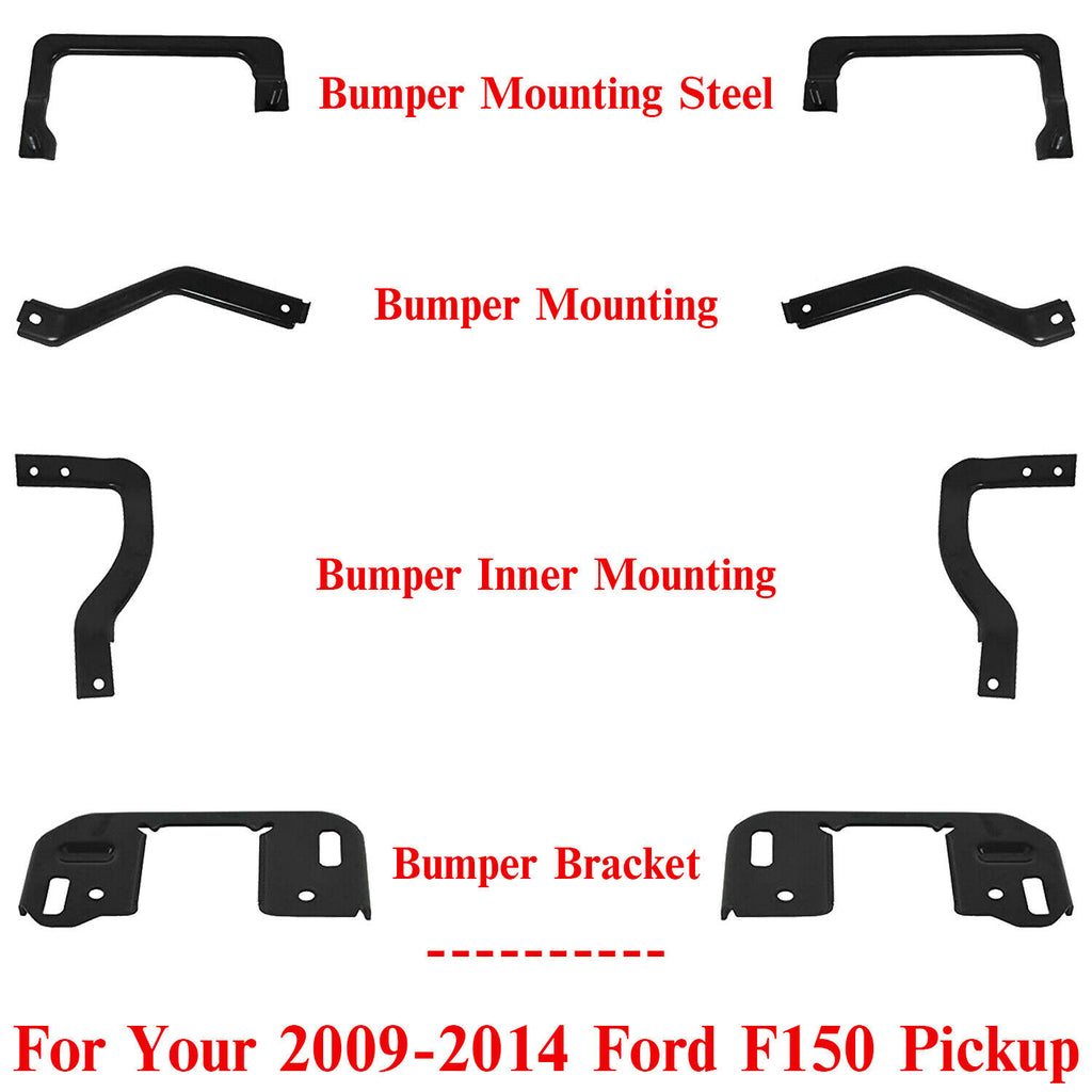 Front Bumper Mounting Bracket Inner Outer Kit For 2009-2014 Ford F-150 Pickup