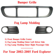 Load image into Gallery viewer, Front Bumper Center Grille &amp; Fog Lamp Bezels For 2002-2005 Ford Explorer