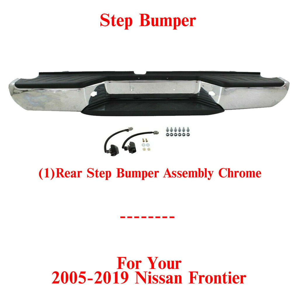 Rear Bumper Assembly Chrome Fits w/o Sensor Holes For 2005-2019 Nissan Frontier