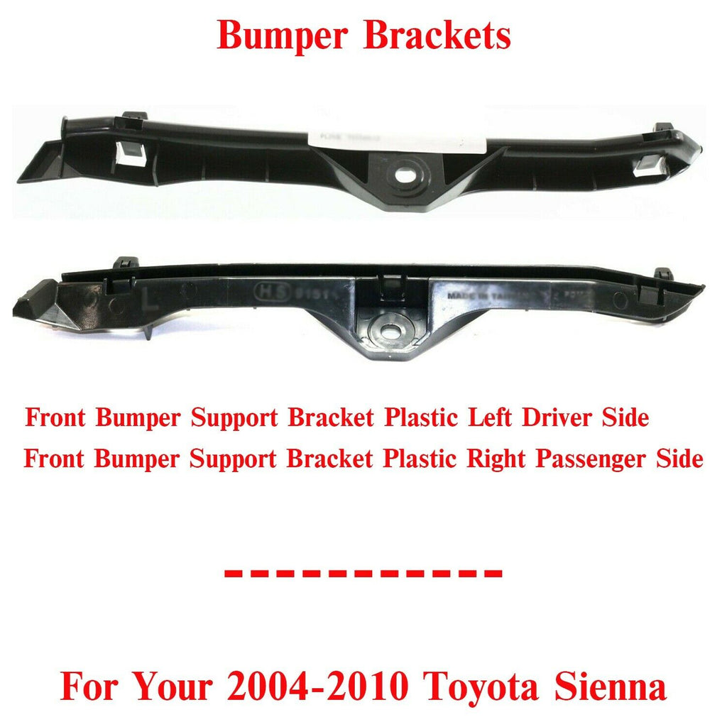 Set of 2 Front Bumper Support Retainer Brackets For 2004-2010 Toyota Sienna