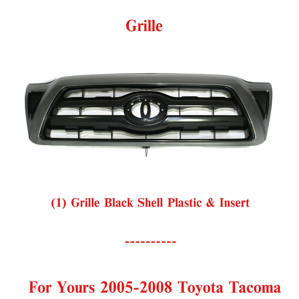 Front Grille Assembly Paintable Shell & Insert For 2005-2008 Toyota Tacoma