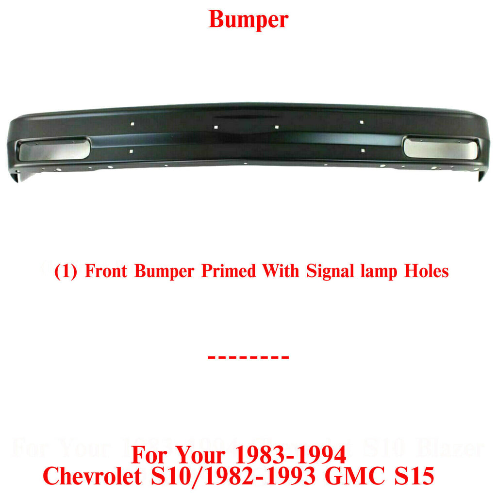 Front Bumper Face Bar Primed Steel For 1982-1994 GMC S15 / Chevrolet S10 Blazer