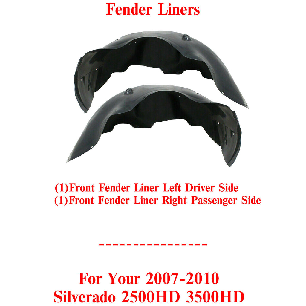 Front Splash Shield Fender Liner For 2007-2010 Chevrolet Silverado 2500HD 3500HD