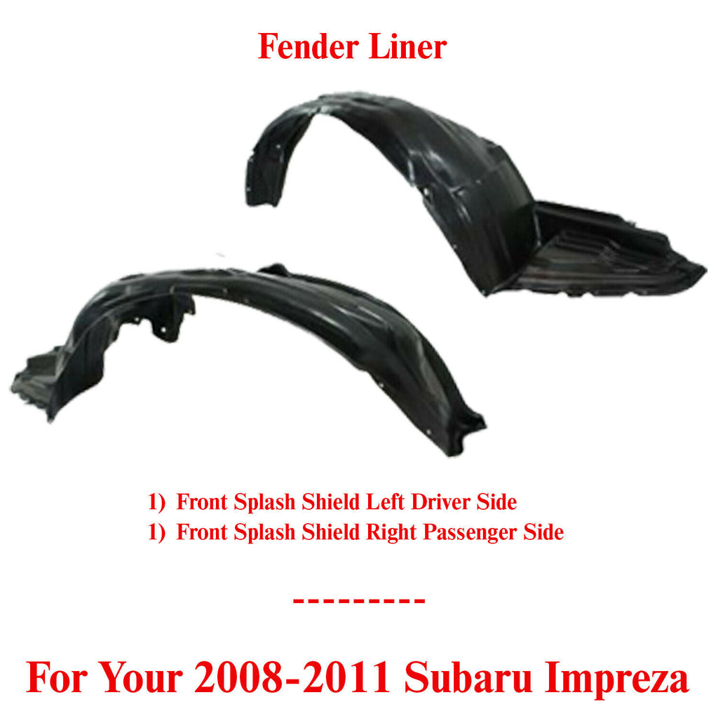 Front Splash Shield Fender Liner Left & Right Side For 2008-2011 Subaru Impreza