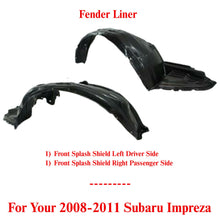 Load image into Gallery viewer, Front Splash Shield Fender Liner Left &amp; Right Side For 2008-2011 Subaru Impreza