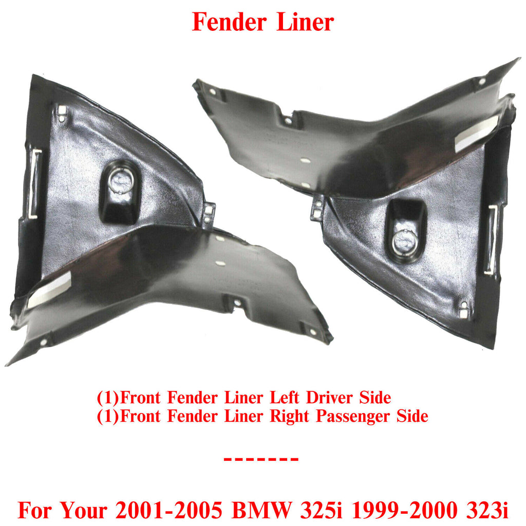Front Fender Liner Left & Right Side For 2001-2005 BMW 325i 1999-2000 323i
