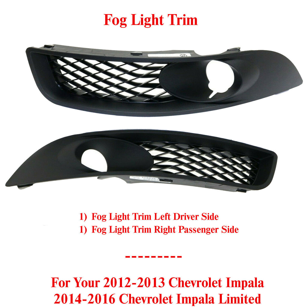 Fog Light Trim LH & RH Side For 2012-2013 Chevrolet Impala - 2014-2016 Limited