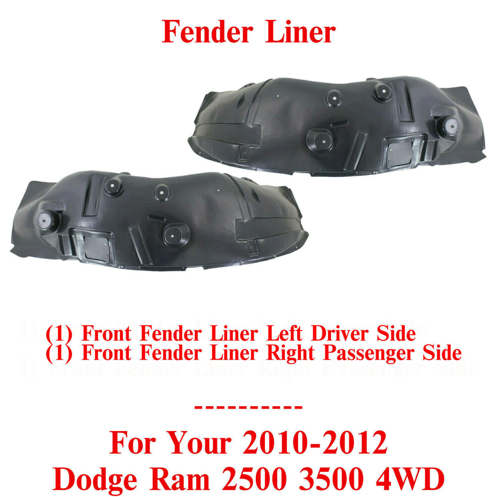 Front Fender Liner Left & Right Side For 2010-2012 Dodge Ram 2500 3500 4WD