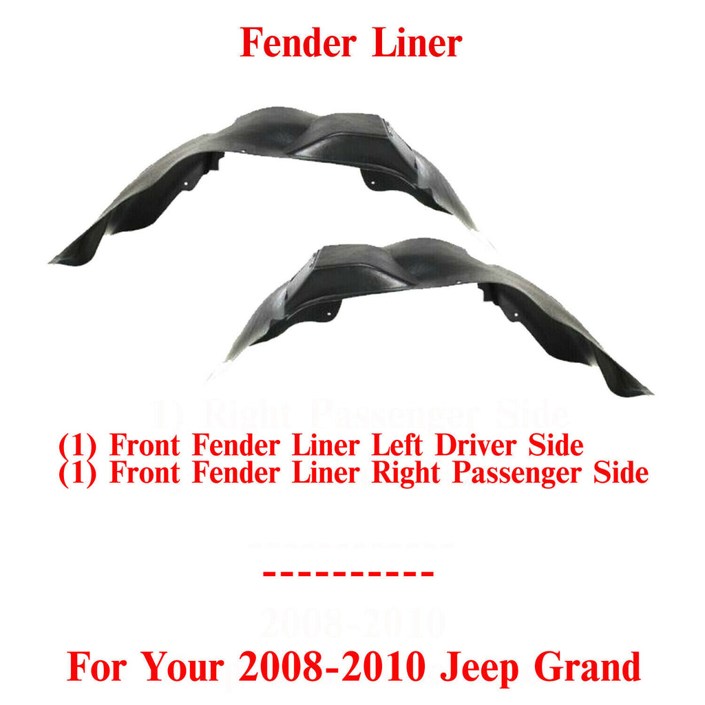 Front Fender Liner Left Driver & Right Passenger Side For 2008-10 Grand Cherokee
