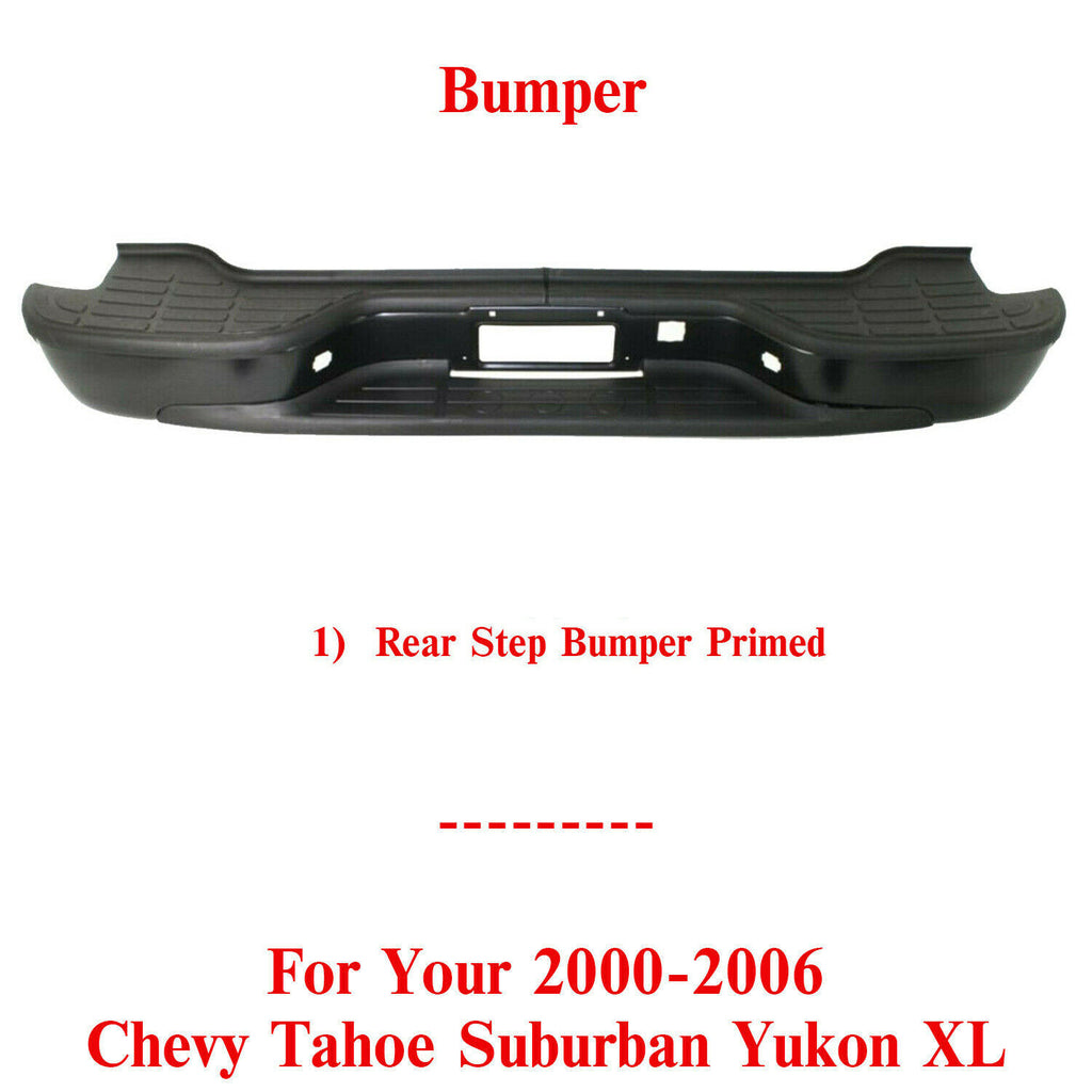 Rear Step Bumper Primed For 2000-2006 Chevy Tahoe Suburban/ GMC Yukon XL