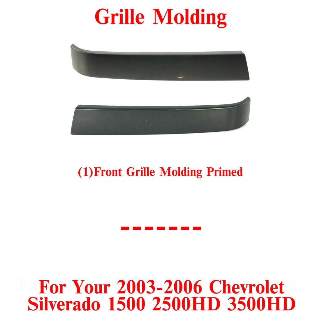 Front Primed Grille Molding For 2003-2006 Chevrolet Silverado 1500 2500HD 3500HD