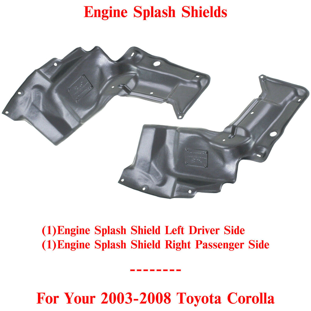 Engine Splash Shield Left & Right Side For 2003-2008 Toyota Corolla For MT Model