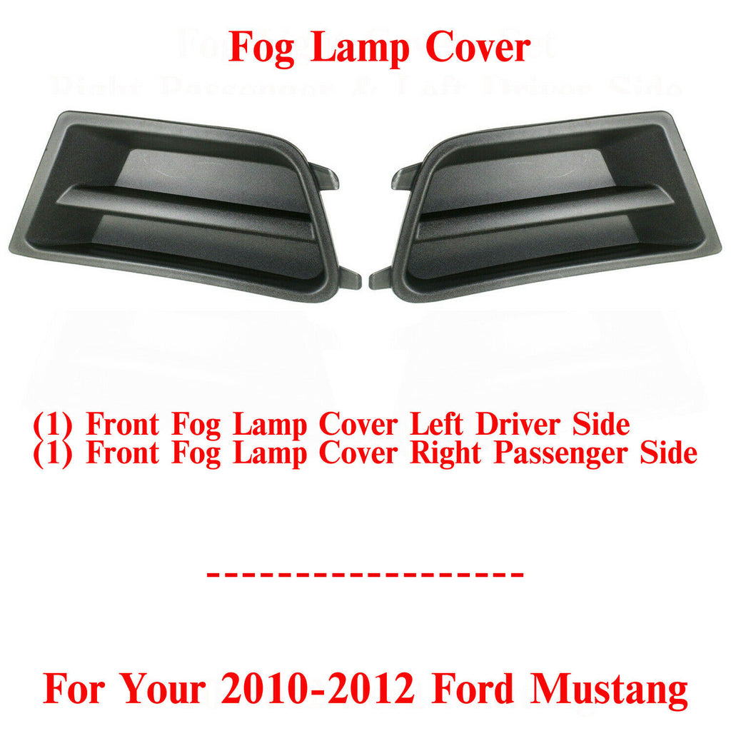 Fog Lamp Cover Set Textured Passenger & Driver Side For 2010-2012 Ford Mustang