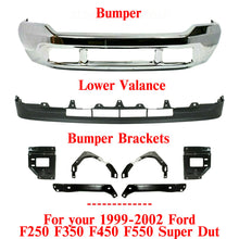 Load image into Gallery viewer, Front Bumper Chrome + Valance + Brackets For 1999-02 Ford F-250 F350 Super Duty