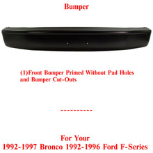 Load image into Gallery viewer, Front Bumper Primed Steel For 1992-1996 Ford Bronco 1992-1997 Ford F-Series