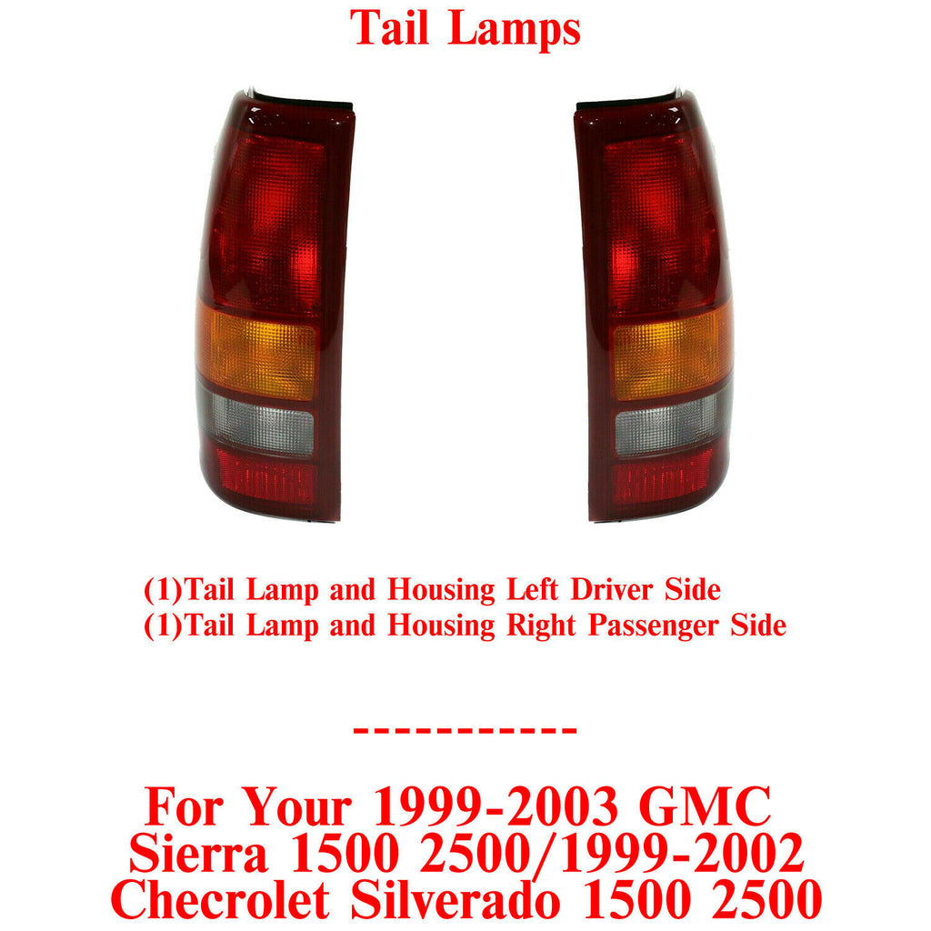Tail Lamps Left Driver & Passenger Side For 1999-03 Silverado / Sierra 1500 2500