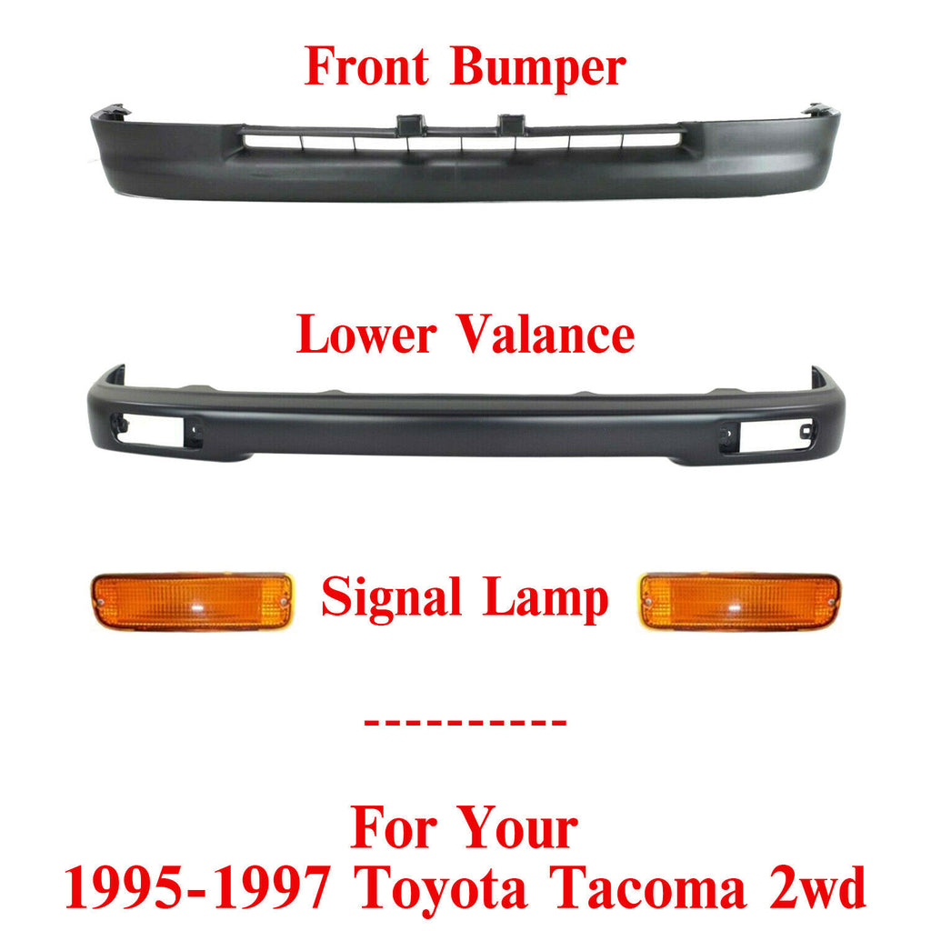 Front Bumper Cover + Valance + Signal Lamp For 1995-1997 Toyota Tacoma 2WD