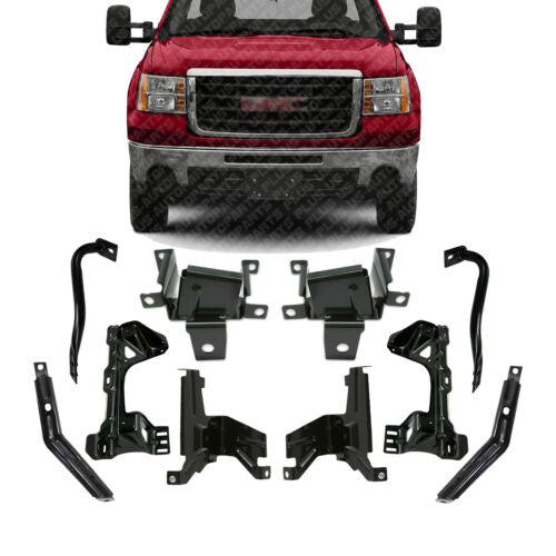 Front Bumper Brackets Kit + Radiator Support For 2007-2013 GMC Sierra 1500