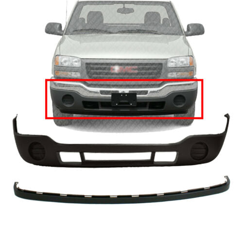 Front Bumper Cover Textured + Extension For 2003-2006 GMC Sierra 1500-3500