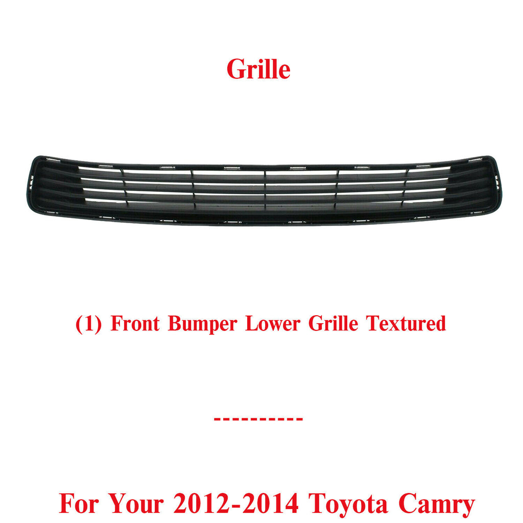 Front Bumper Lower Grille Textured Black Plastic For 2012-2014 Toyota Camry