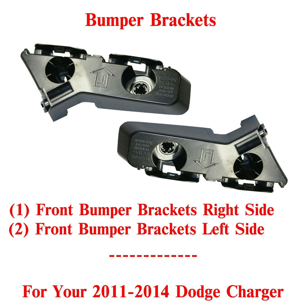 Set of 2 Front Bumper Brackets Steel LH & RH Side For 2011-2014 Dodge Charger