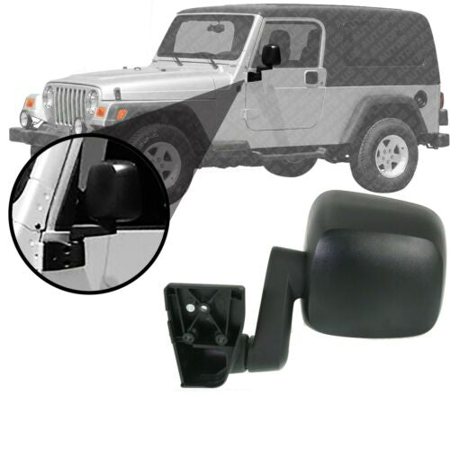 Front Left Driver Side Mirror Manual Folding Black For 2003-2006 Jeep Wrangler