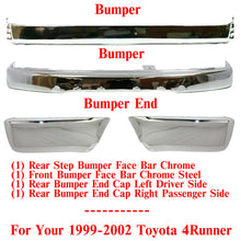 Load image into Gallery viewer, Front &amp; Rear Bumper With End Caps Chrome Steel For 1999-2002 Toyota 4Runner