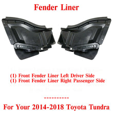 Load image into Gallery viewer, Front Fender Liner Front Section Left &amp; Right Side For 2014-2018 Toyota Tundra