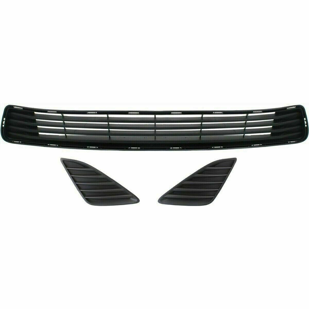 Front Lower Grille Textured + Fog Light Cover LH & RH For 2012-2014 Toyota Camry