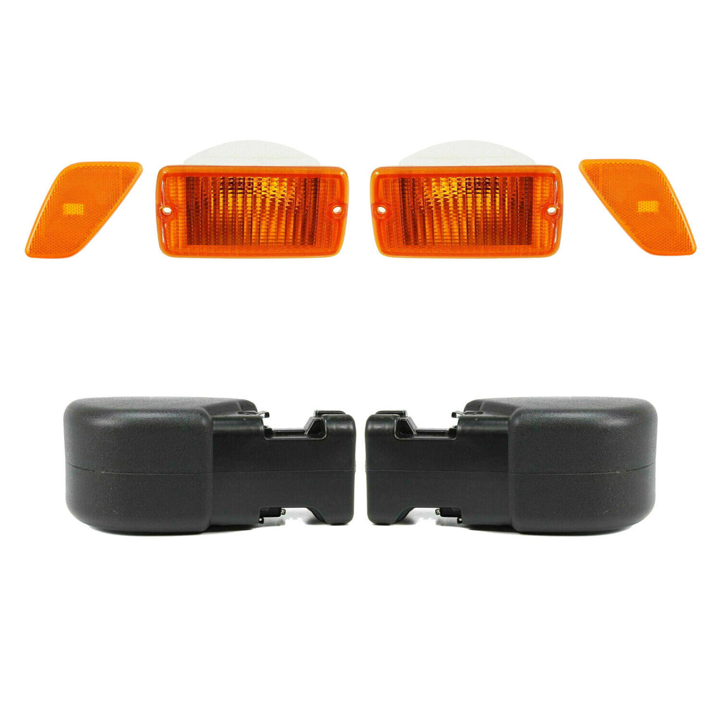 Front Bumper End Caps + Signal Lamp & Side Marker Lights For 01-06 Wrangler (TJ)