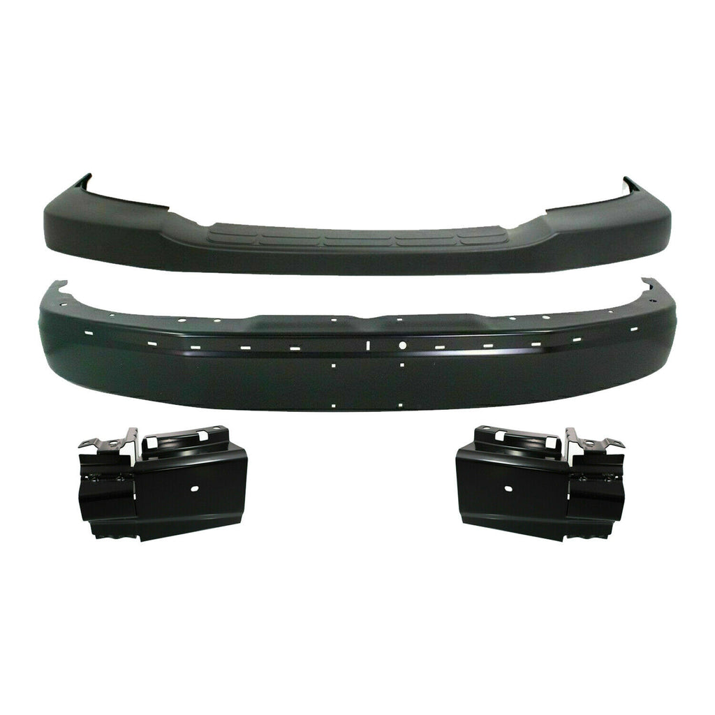 Front Bumper Primed + Upper Cover + Brackets For 03-20 Express/ Savana 2500 3500