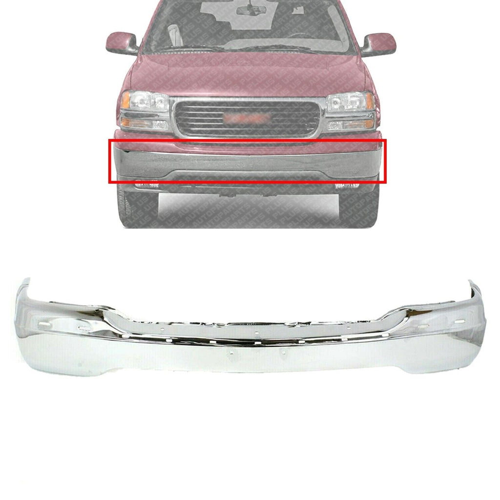 Front Bumper Chrome Steel For 1999-2002 GMC Sierra 1500 2000-2006 Yukon