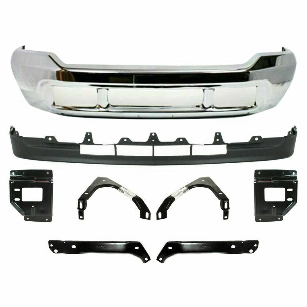 Front Bumper Chrome + Valance + Brackets For 1999-02 Ford F-250 F350 Super Duty