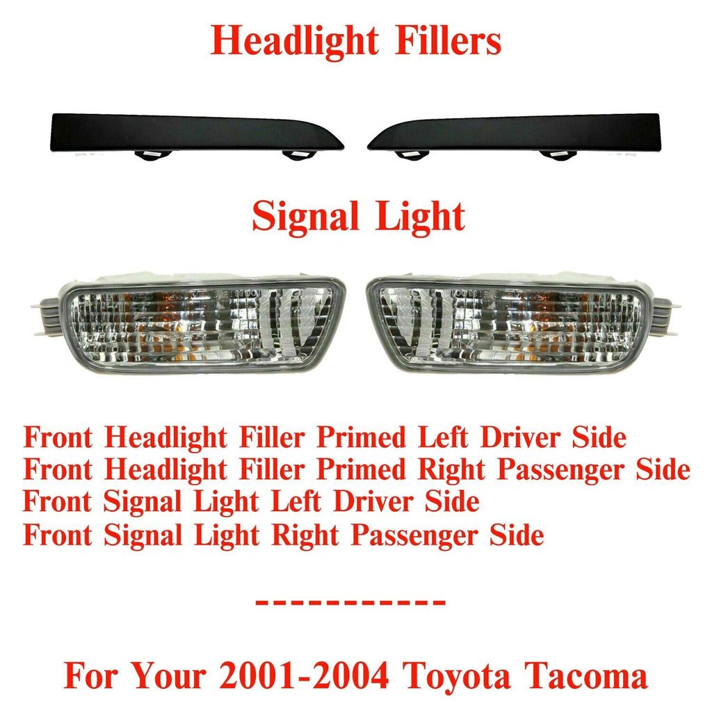 Front Headlight Filler + Signal Light LH & RH Side For 2001-2004 Toyota Tacoma