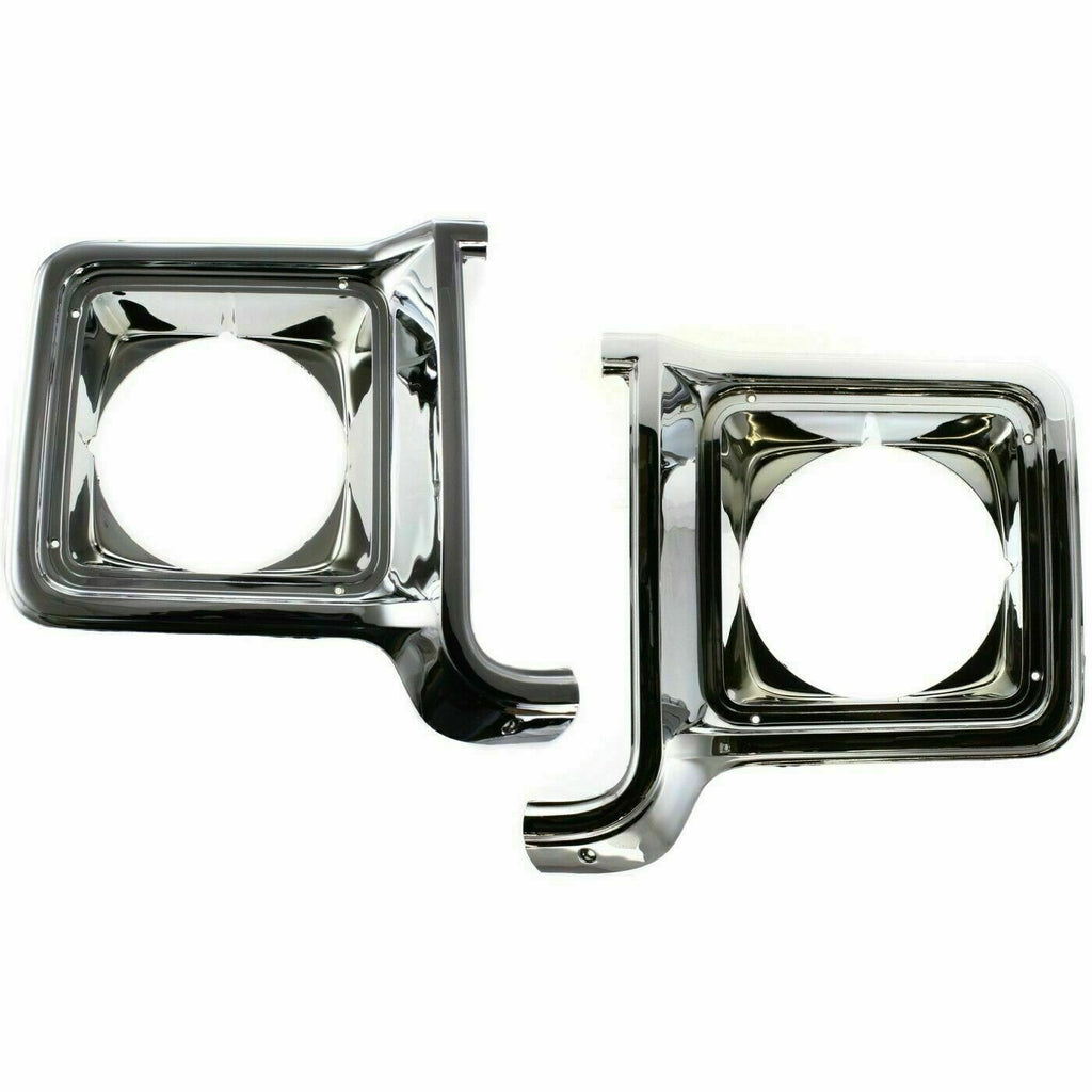 Head Lamp Door Chrome Round Left & Right Side For 1973-1978 C/K Series