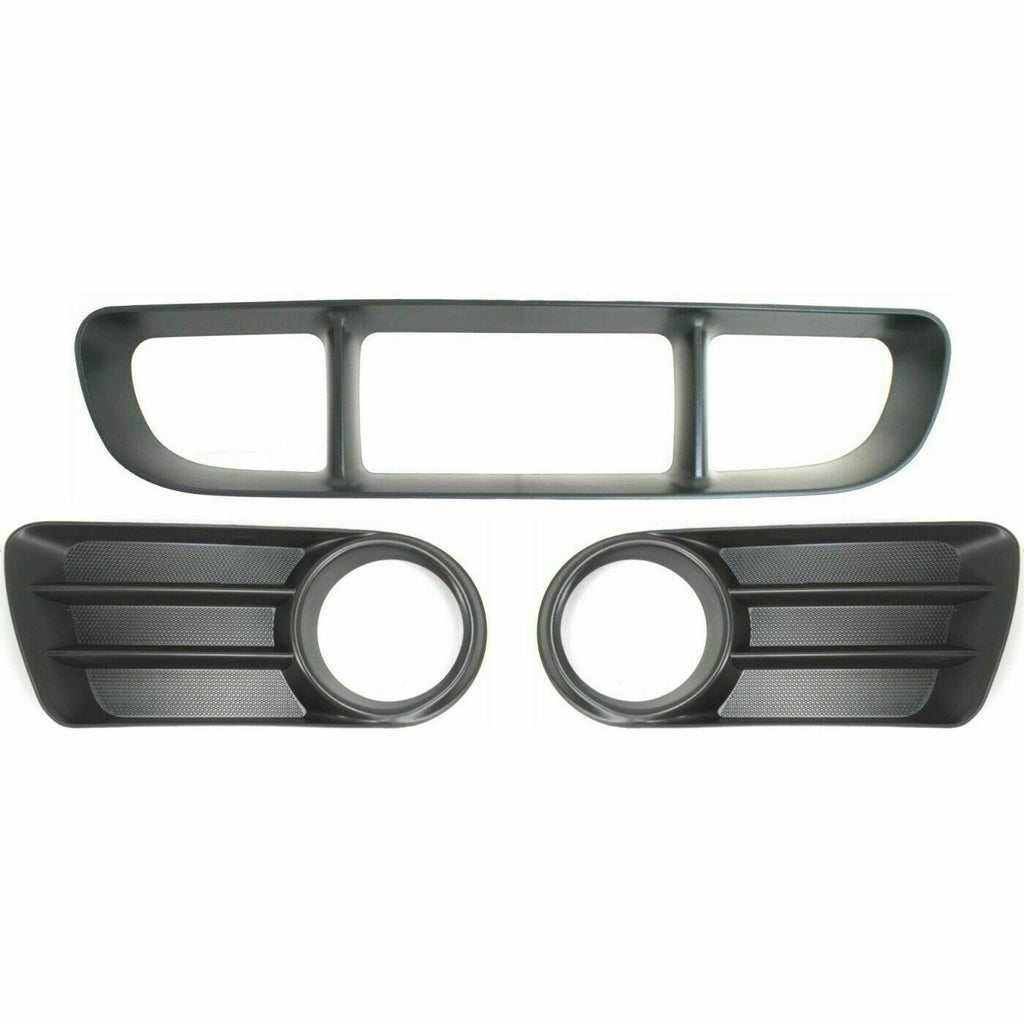 Front Bumper Center Grille & Fog Lamp Bezels For 2002-2005 Ford Explorer