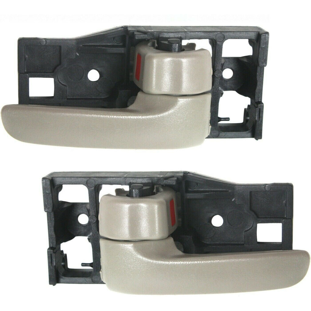 Set Of 2 Front Interior Door Handle w/ Lock Beige Fawn For 2000-06 Toyota Tundra