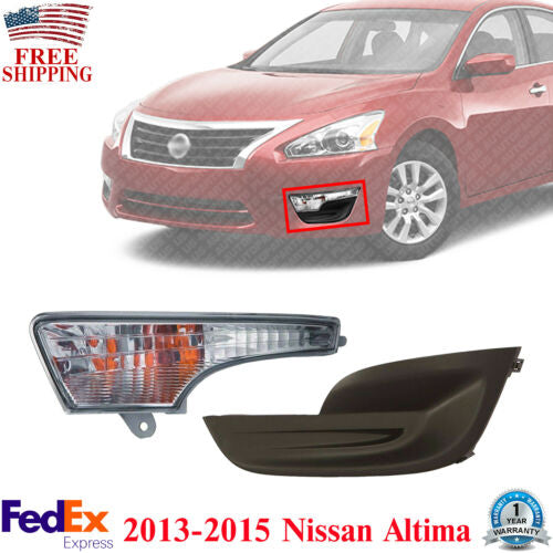 Front Left Side Signal + Fog Lamp Cover Textured For 2013-2015 Nissan Altima