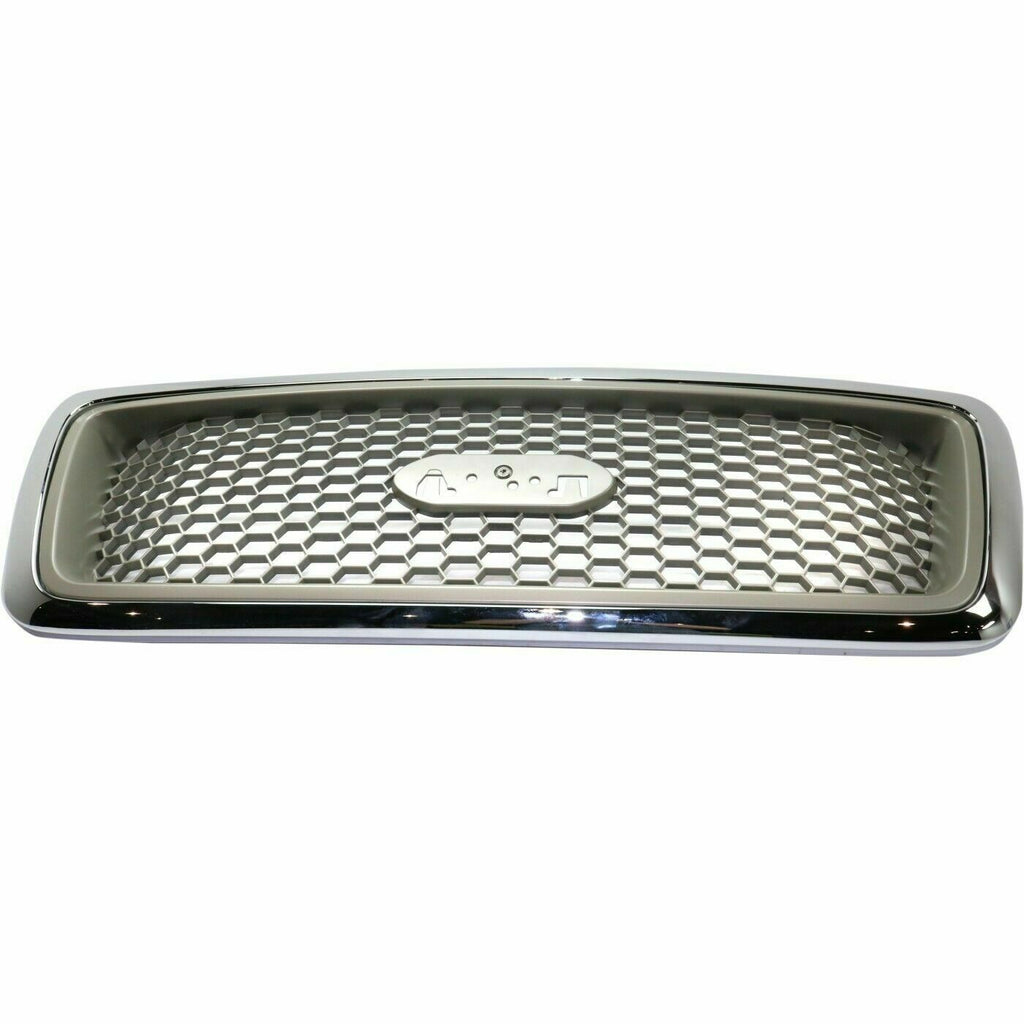Front Grille Chrome Shell With Beige Insert Plastic For 2004-2008 Ford F-150